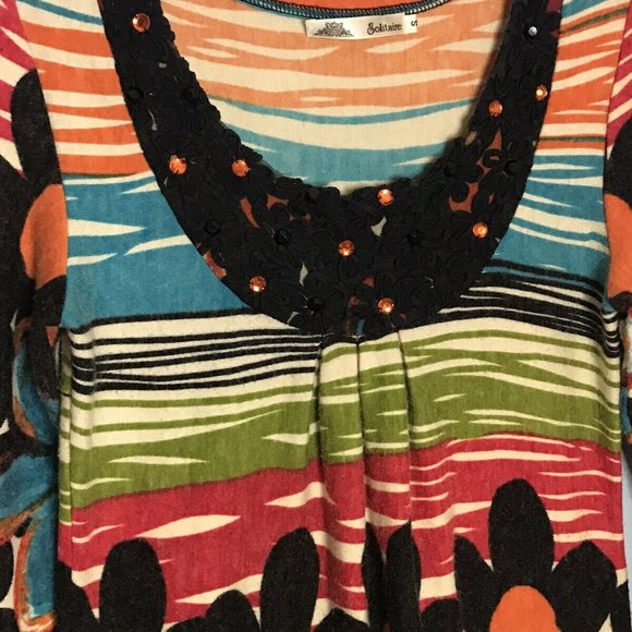 SOLITAIRE Floral Fleece Boho Hippy Tunic Dress - Picture 2 of 8